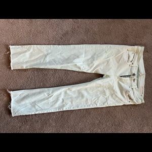 Rag & Bone Skinny Light Mint Green Crop Jeans with Raw Hem